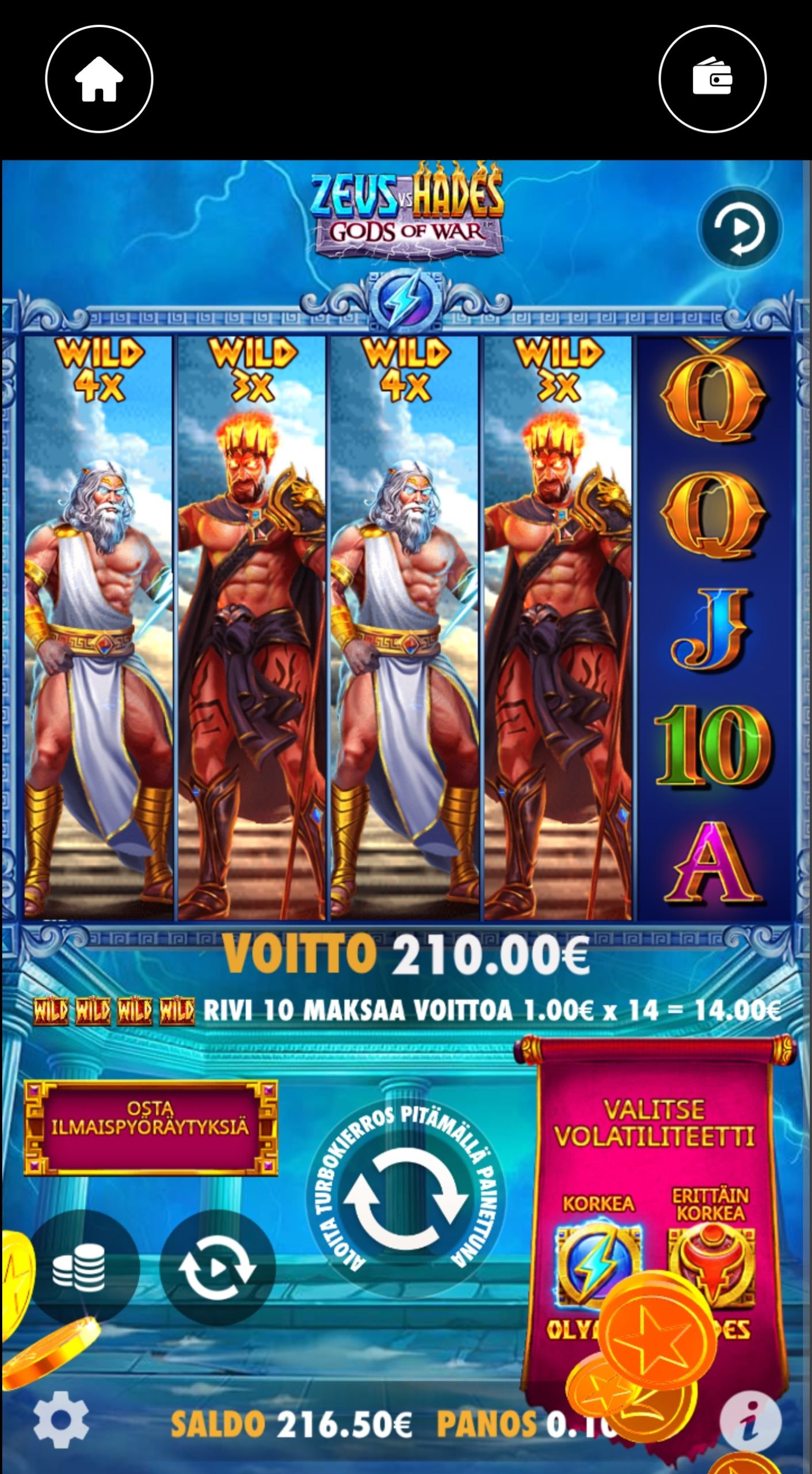 Zeus vs Hades – Wildz (210 eur / 0.10 bet) | Teejii88