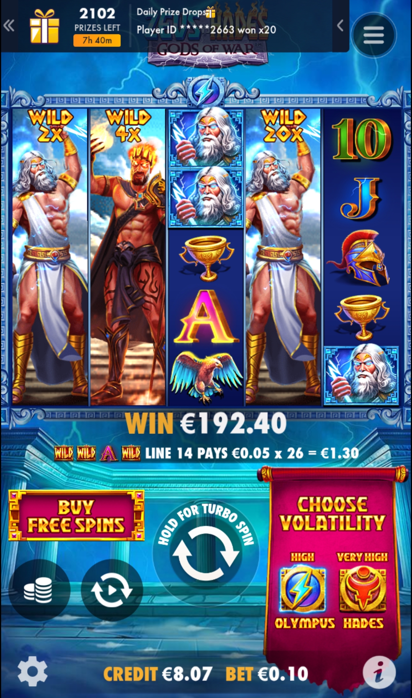 Zeus vs Hades – NordicBet (192.40 eur / 0.10 bet) | Teejii88