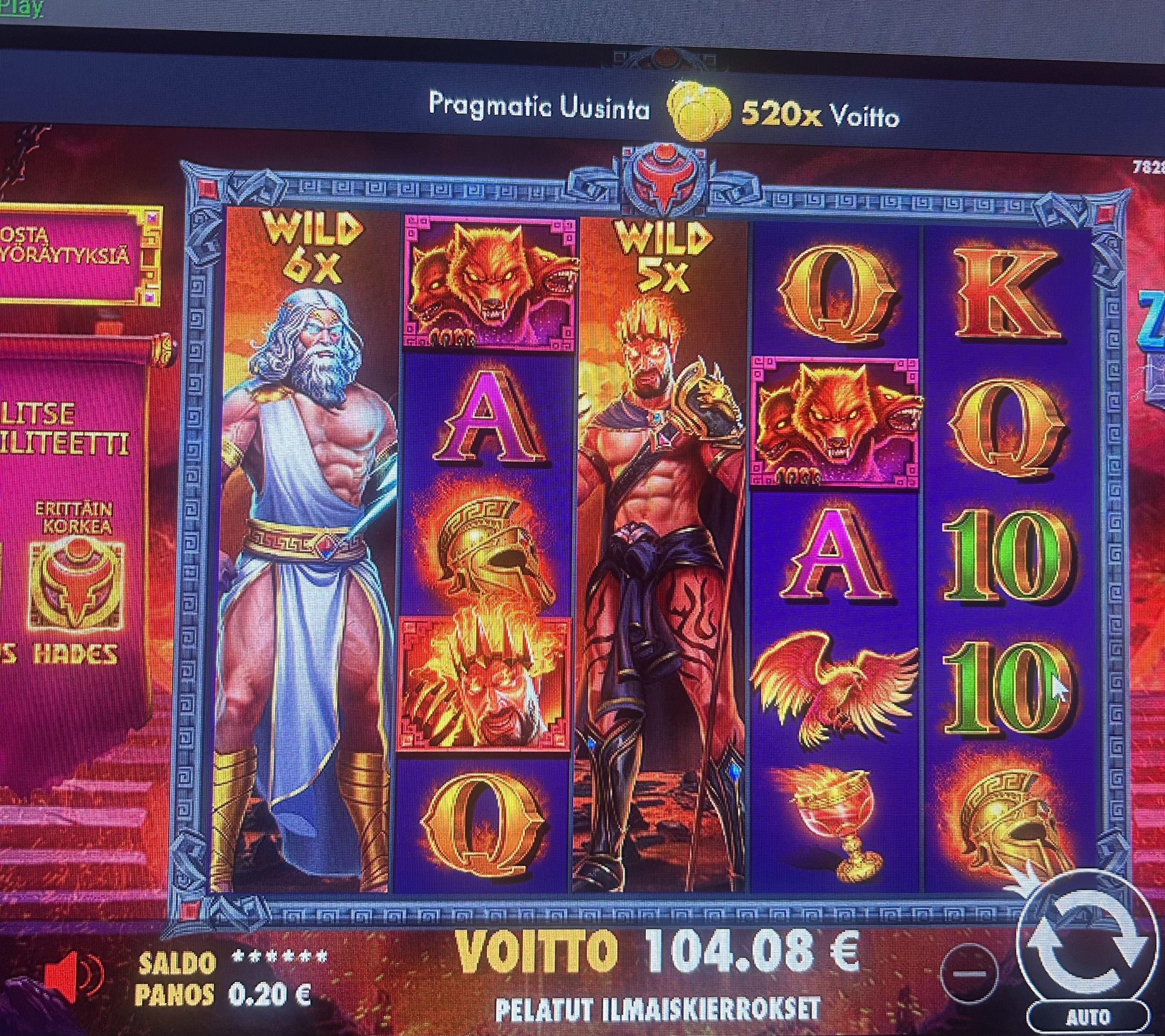 Zeus vs Hades – Unibet (104.08 eur / 0.20 bet) | coobra