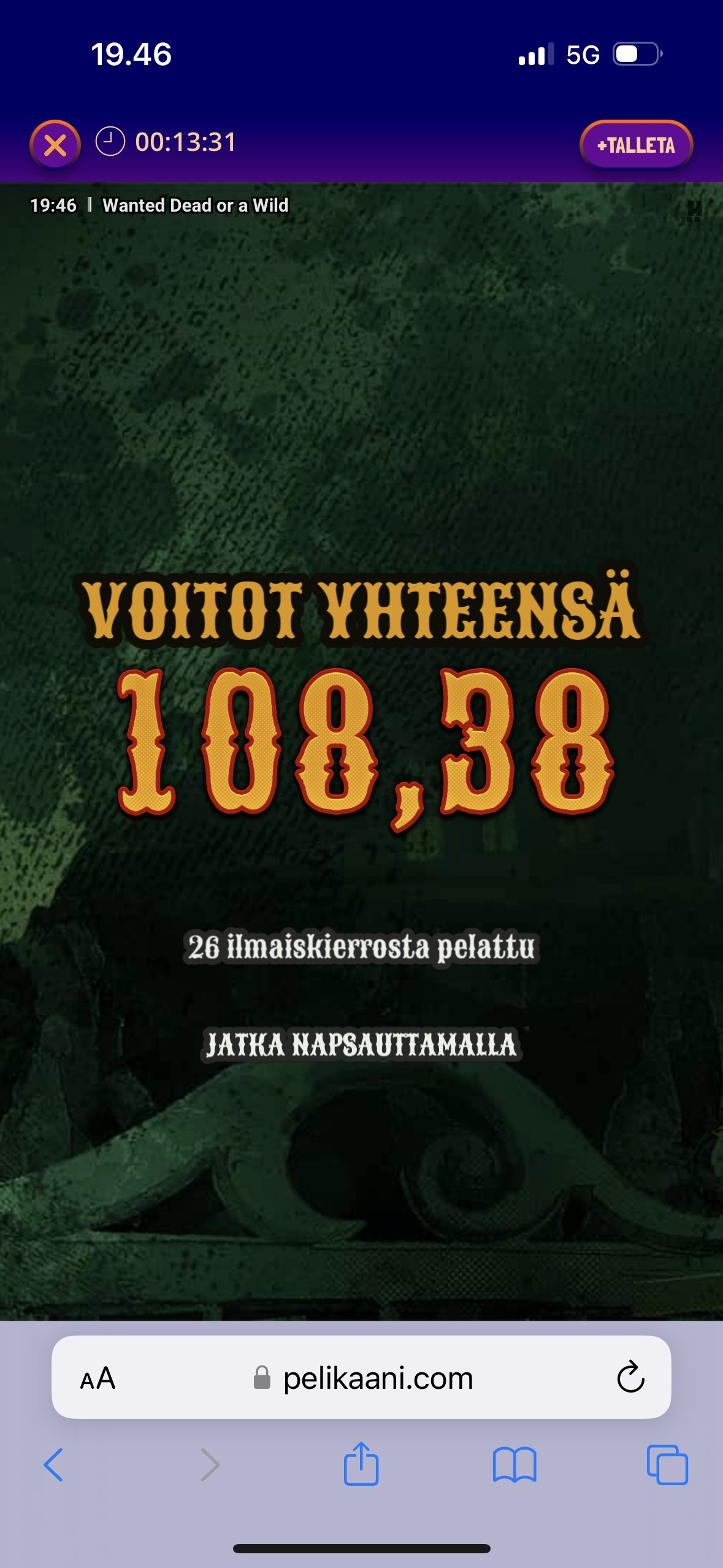 Wanted Dead or a Wild – Pelikaani (108.38 eur / 0.20 bet) | Ihalaiska