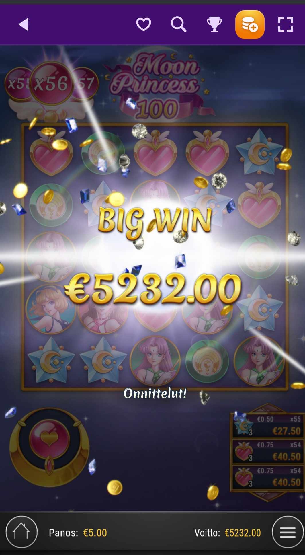 Moon princess 100 – Kingmaker (5232 eur / 5 bet) | verotoni
