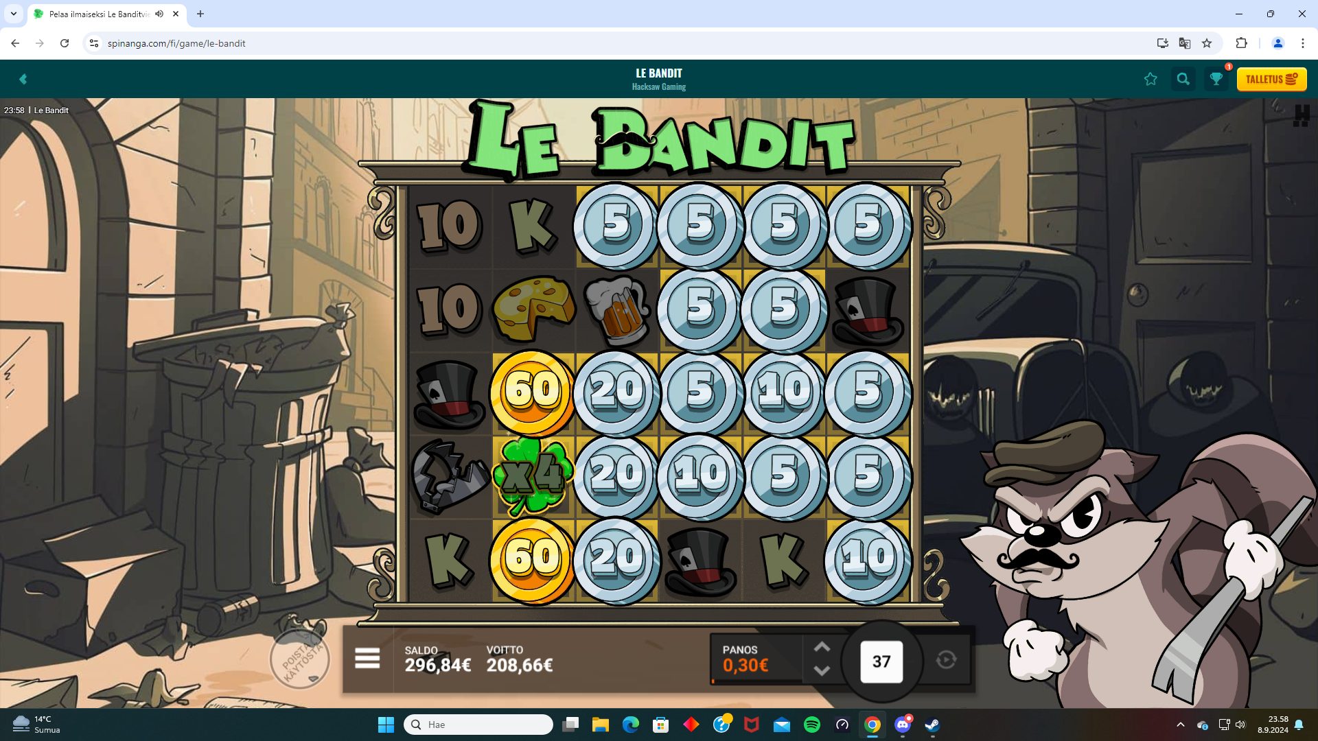 le bandit – Spinanga (208.66 eur / 0.1 bet) | Lerstrand