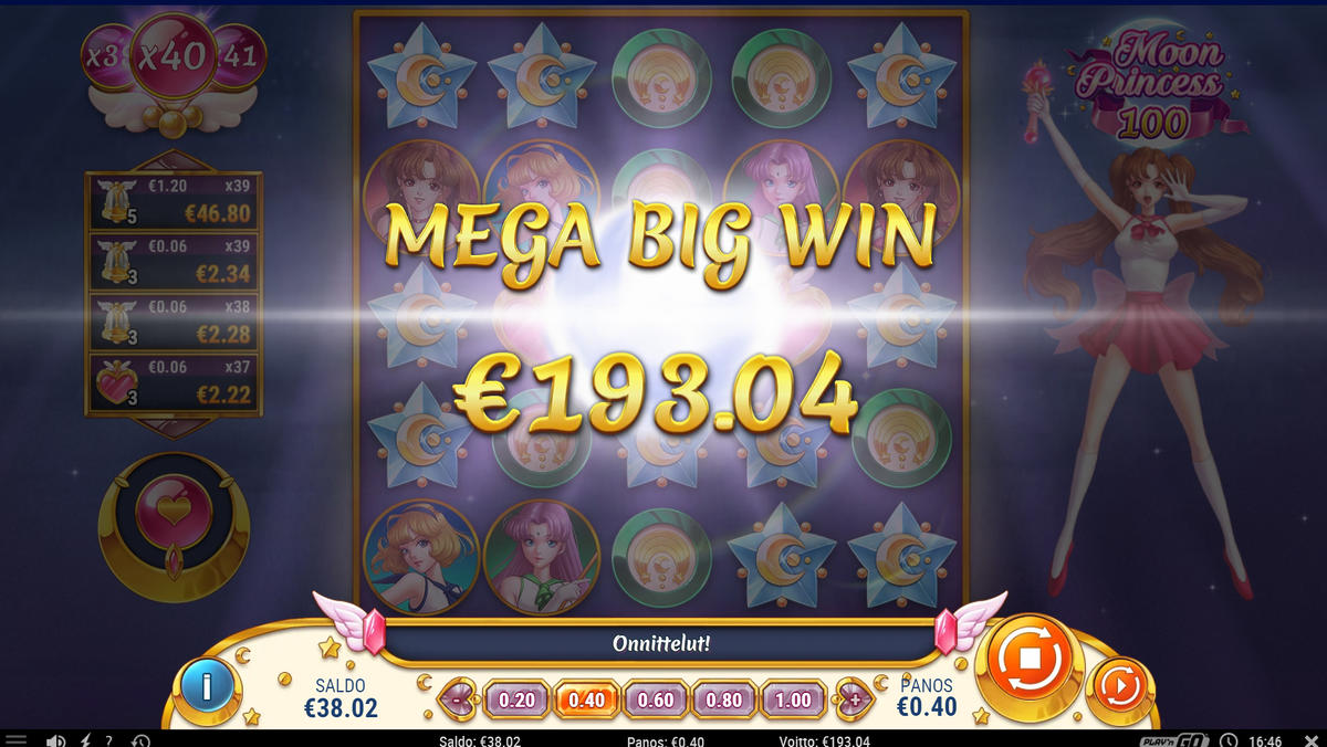 Moon Princess 100 slot machine online casino gambling big win