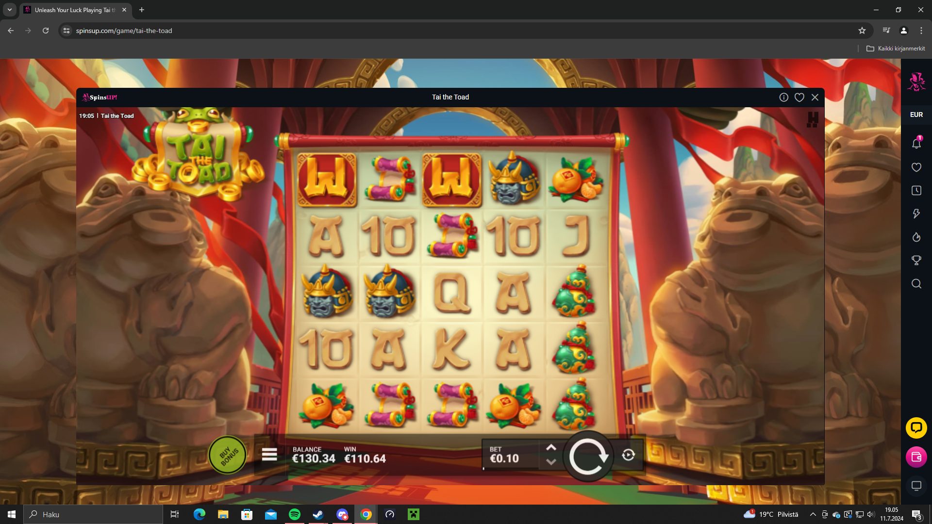 tai the toad – SpinsUp (110.64 eur / -0.1 bet) | Lerstrand