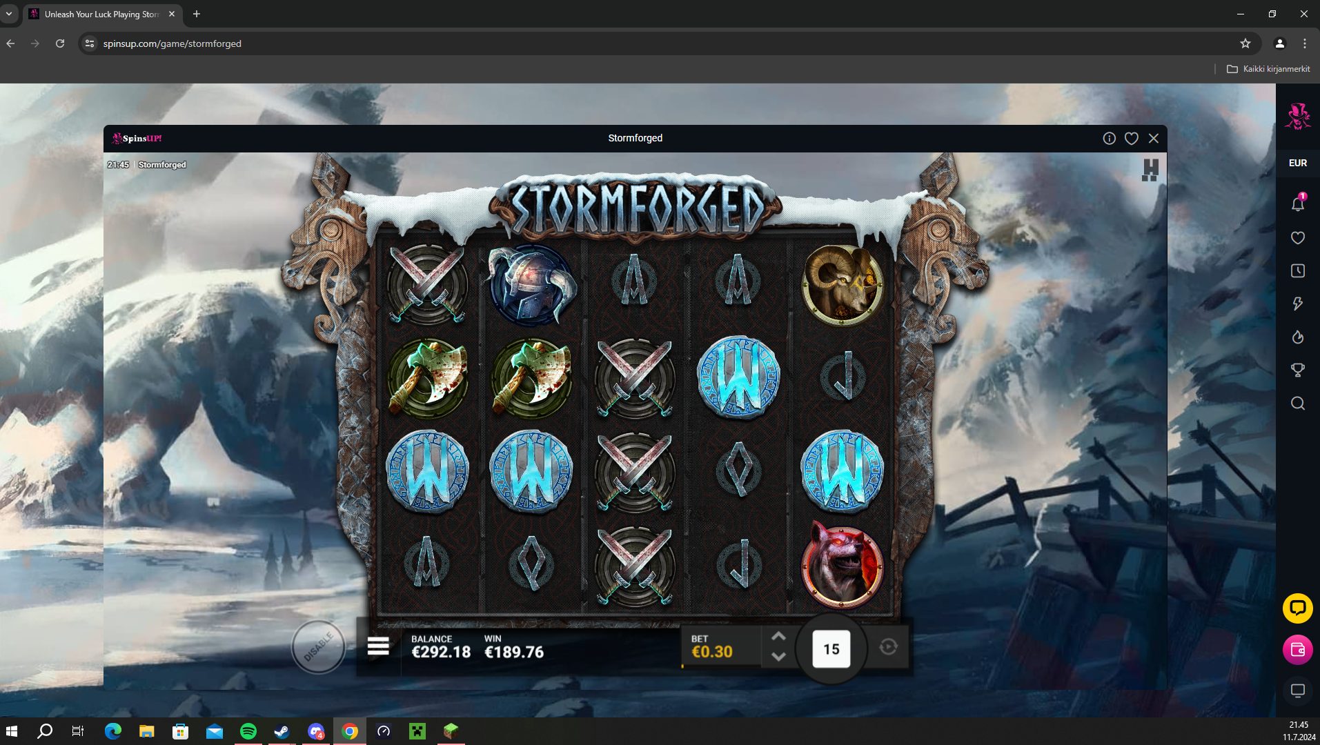 stormforged – SpinsUp (189.76 eur / 0.1 bet) | Lerstrand