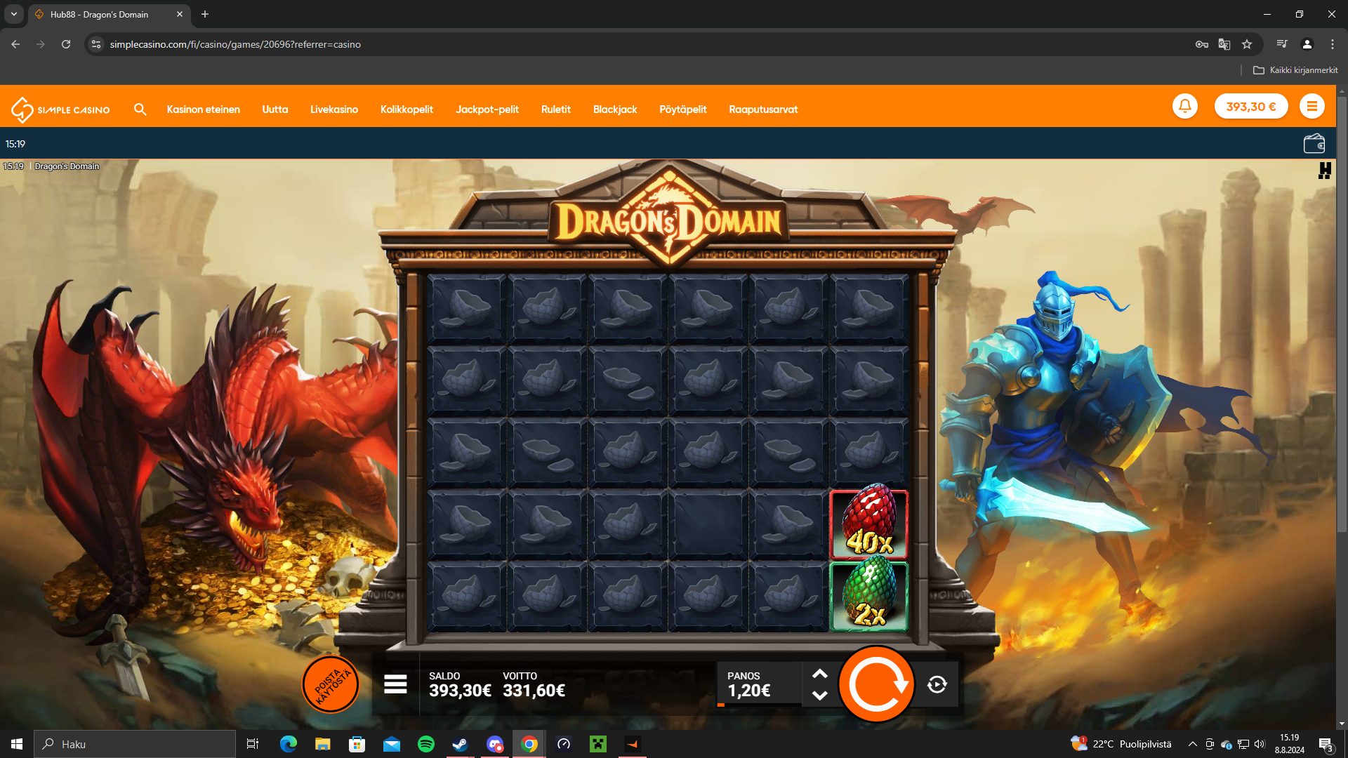 Dragon’s Domain – Simple Casino (331.60 eur / 0.4 bet) | Lerstrand