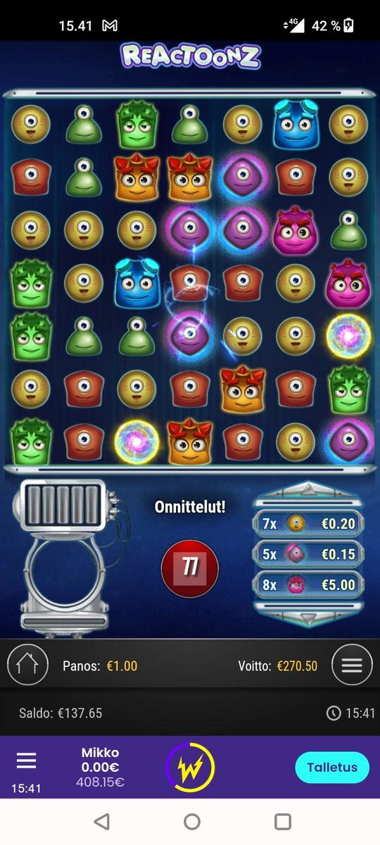 Reactoonz slot machine online casino gambling big win