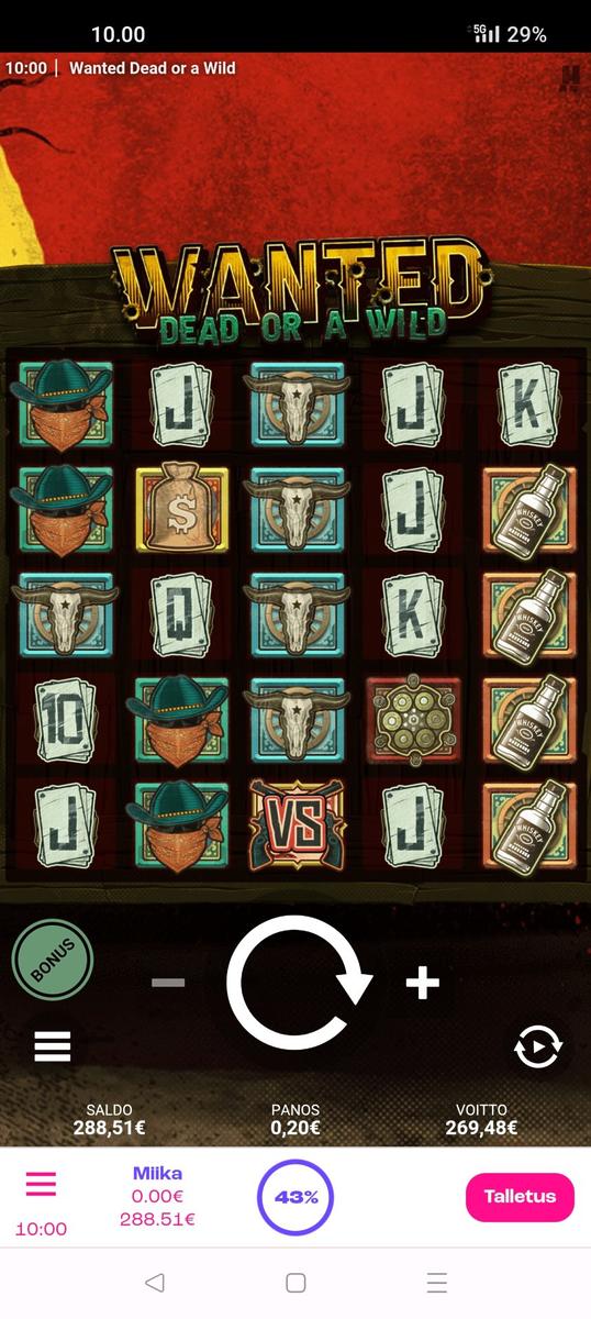 Wanted Dead Or A Wild slot machine online casino gambling big win