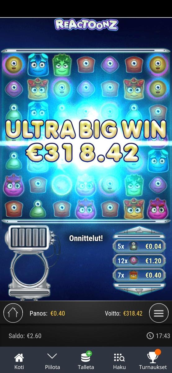reactoonz - Betsson (318.42 eur / 0.4 bet) | Akido_1