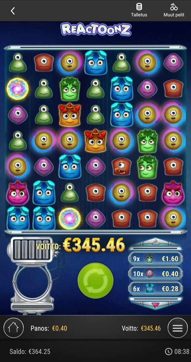 Reactoonz slot machine online casino gambling big win
