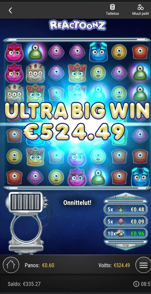 Reactoonz slot machine online casino gambling big win