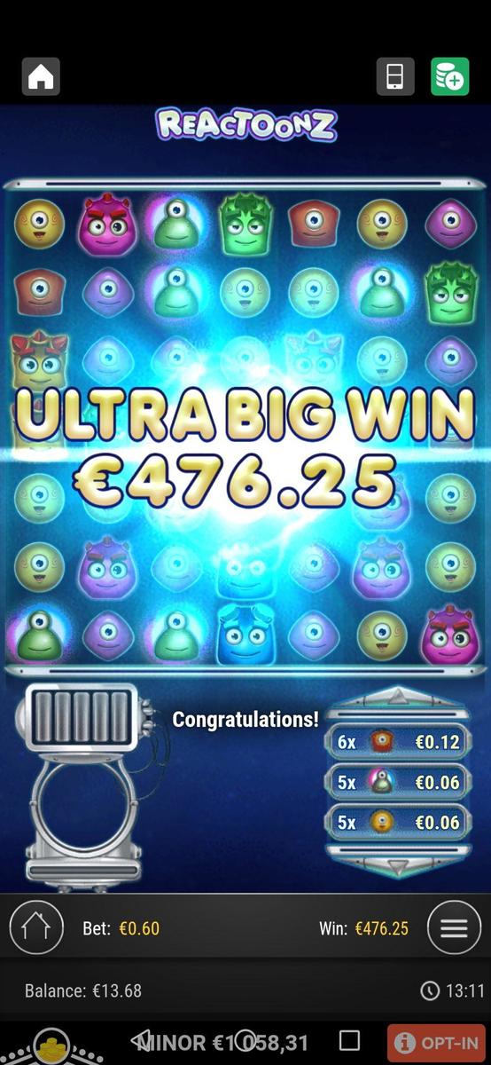 Reactoonz slot machine online casino gambling big win