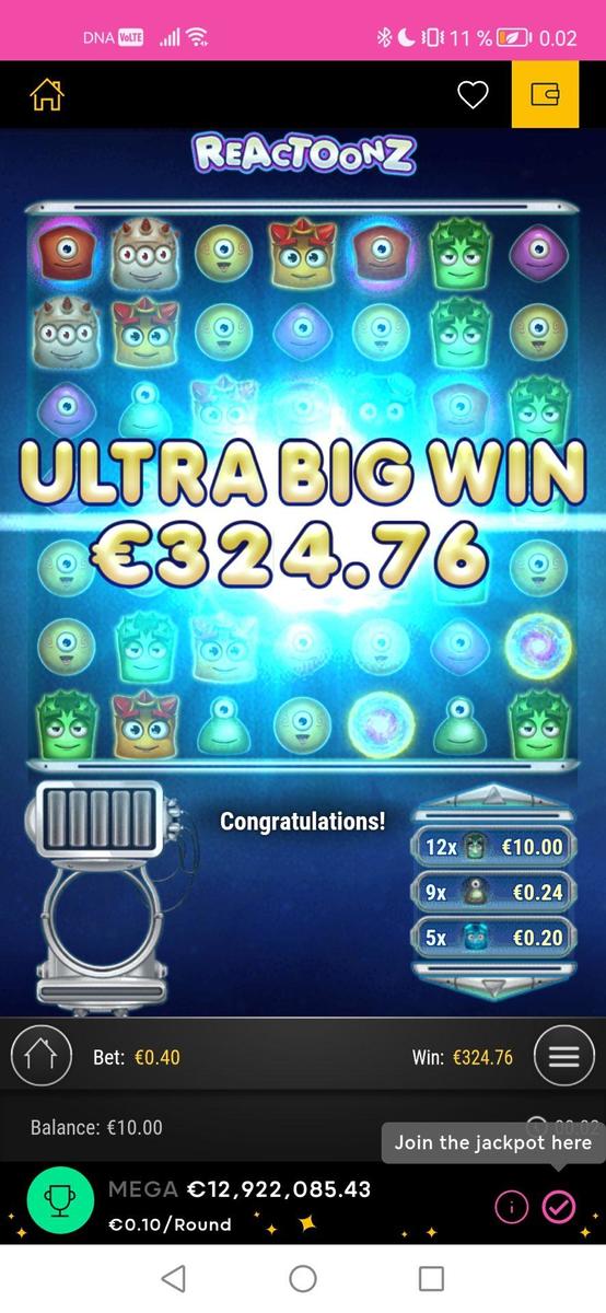 Reactoonz slot machine online casino gambling big win