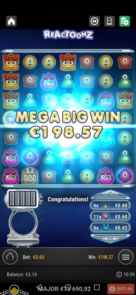 Reactoonz slot machine online casino gambling big win