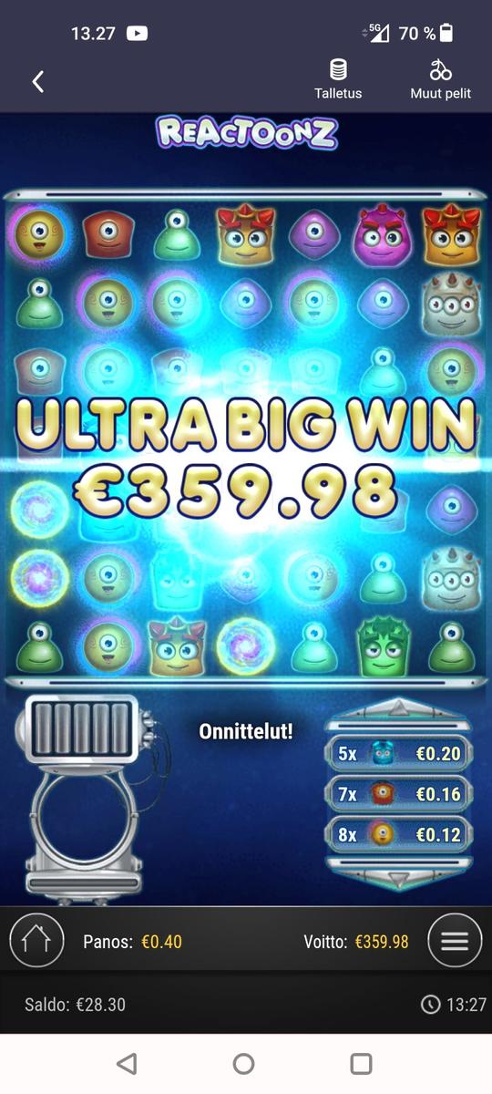 Reactoonz slot machine online casino gambling big win