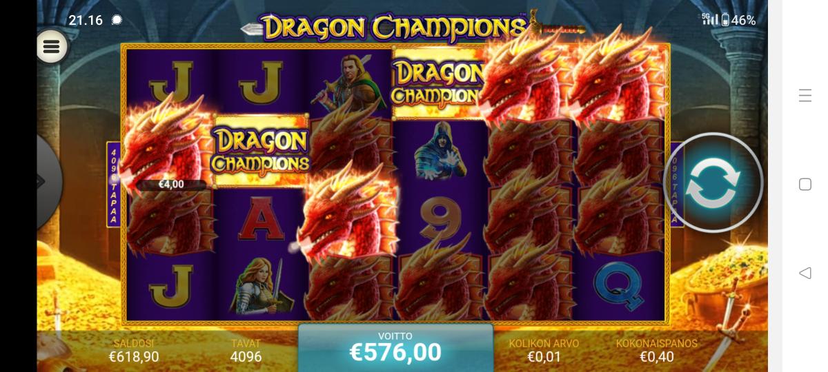 Dragon champions – Unibet (576 eur / 0.40 bet) | Kapteni85