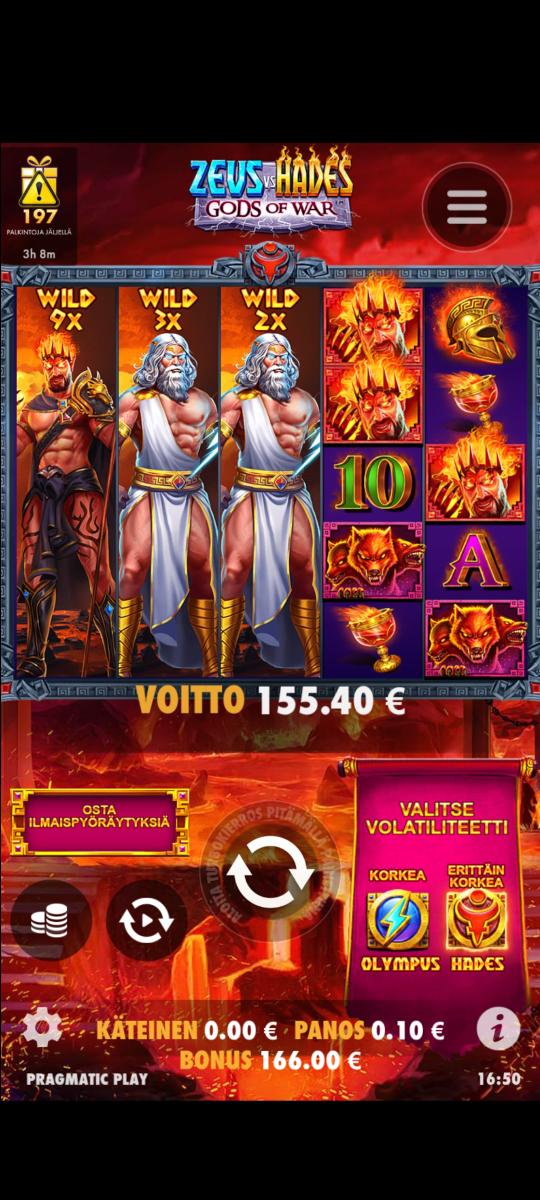 Zeus vs Hades – Buusti (155.40 eur / 0.10 bet) | Milla H