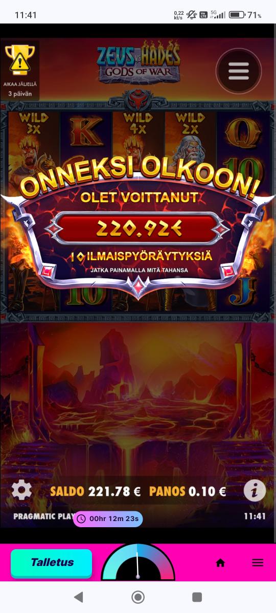 Zeus vs Hades – Kanuuna (220.92 eur / 0.10 bet) | Milla H