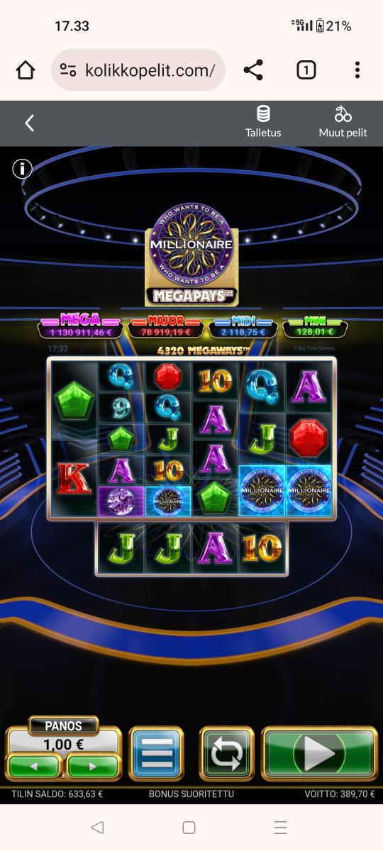 Who want be a Millionaire megapays – Unibet (389.70 eur / 1 bet) | Kapteni85