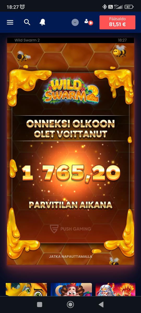 wild swarm 2 – Casino Universe (1765.20 eur / 1 bet) | Jusukkeli