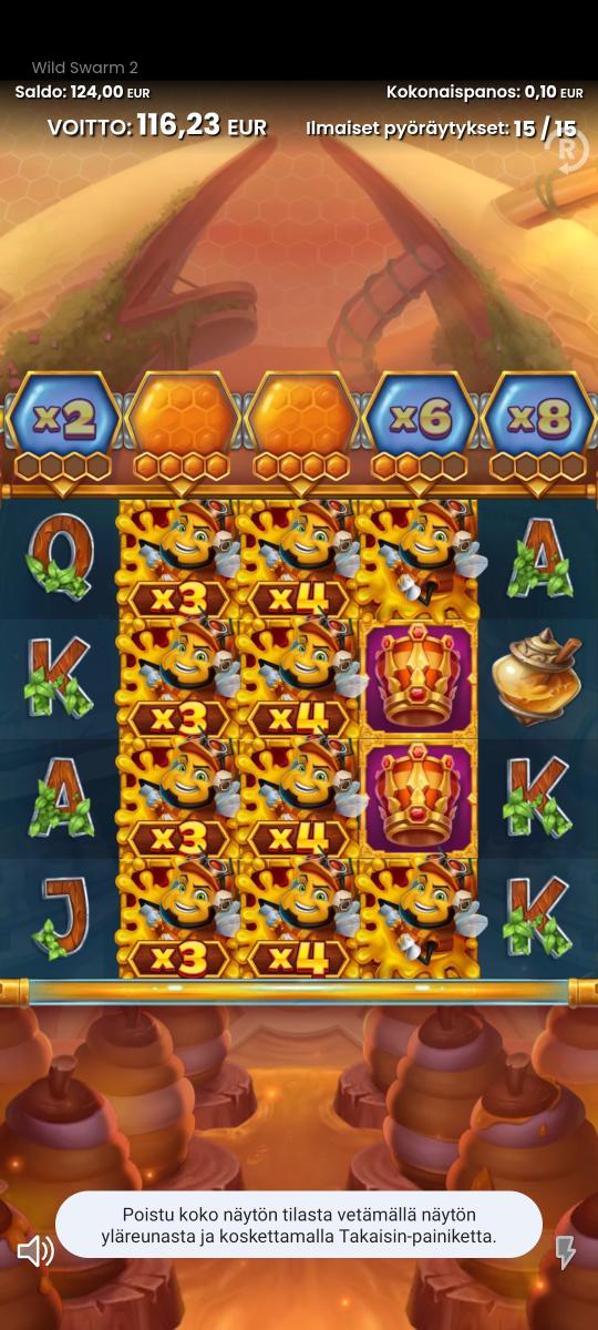 wild swarm 2 – Spinch (1162 eur / 0.10 bet) | Janne