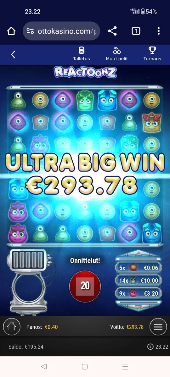 Reactoonz – Unibet (293.78 eur / 0.40 bet) | Kapteni85