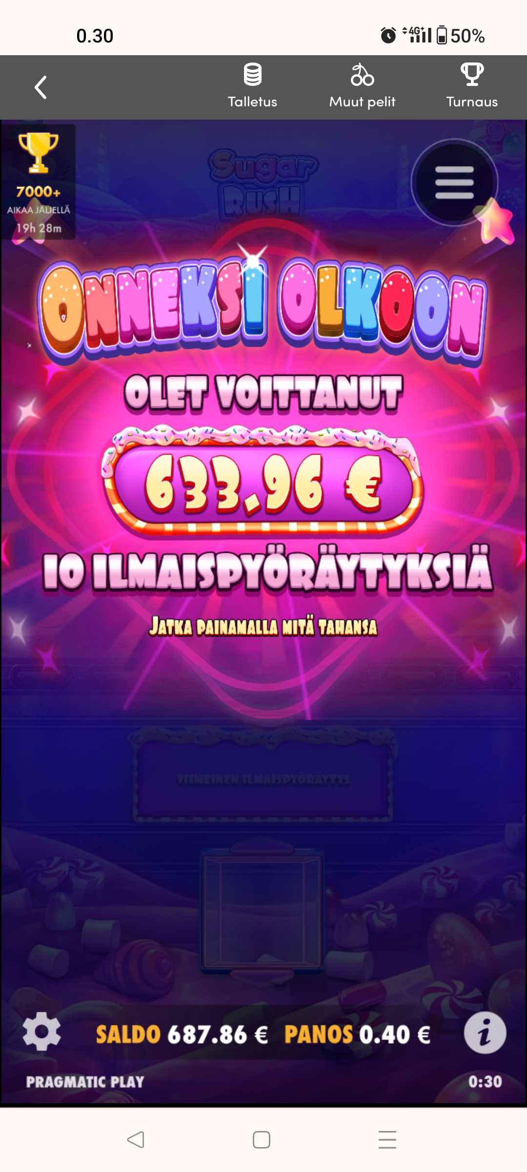Sugar Rush 1000 – Unibet (633.96 eur / 0.40 bet) | Kapteni85