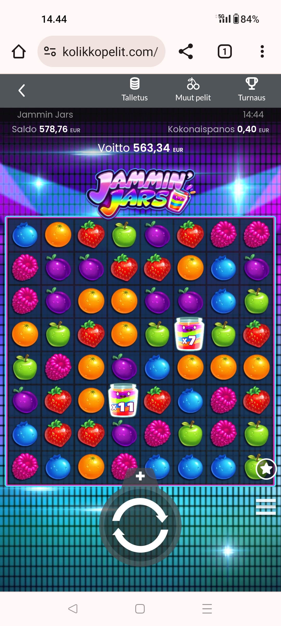 Jammin Jars – Unibet (563.34 eur / 0.40 bet) | Kapteni85