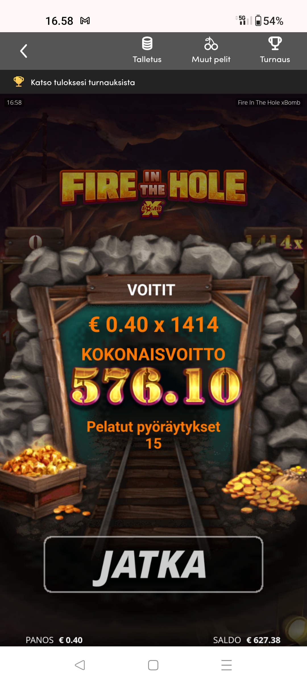 Fire in the hole – Unibet (576.10 eur / 0.40 bet) | Kapteni85
