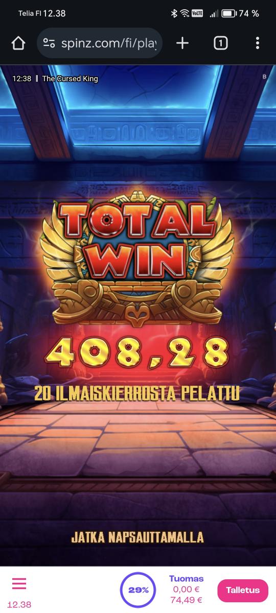 The cursed king – Spinz (408 eur / 0.40 bet) | Haggi87