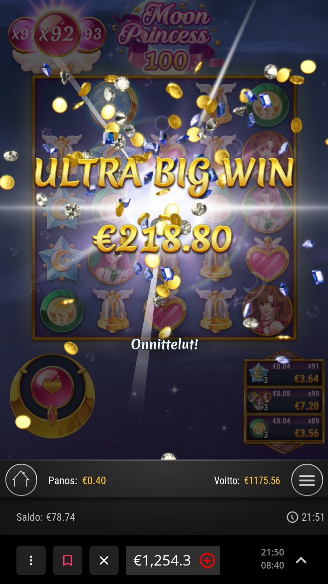 Moon princess 100 – Ibet (1175.56 eur / 0.4 bet) | Lasse