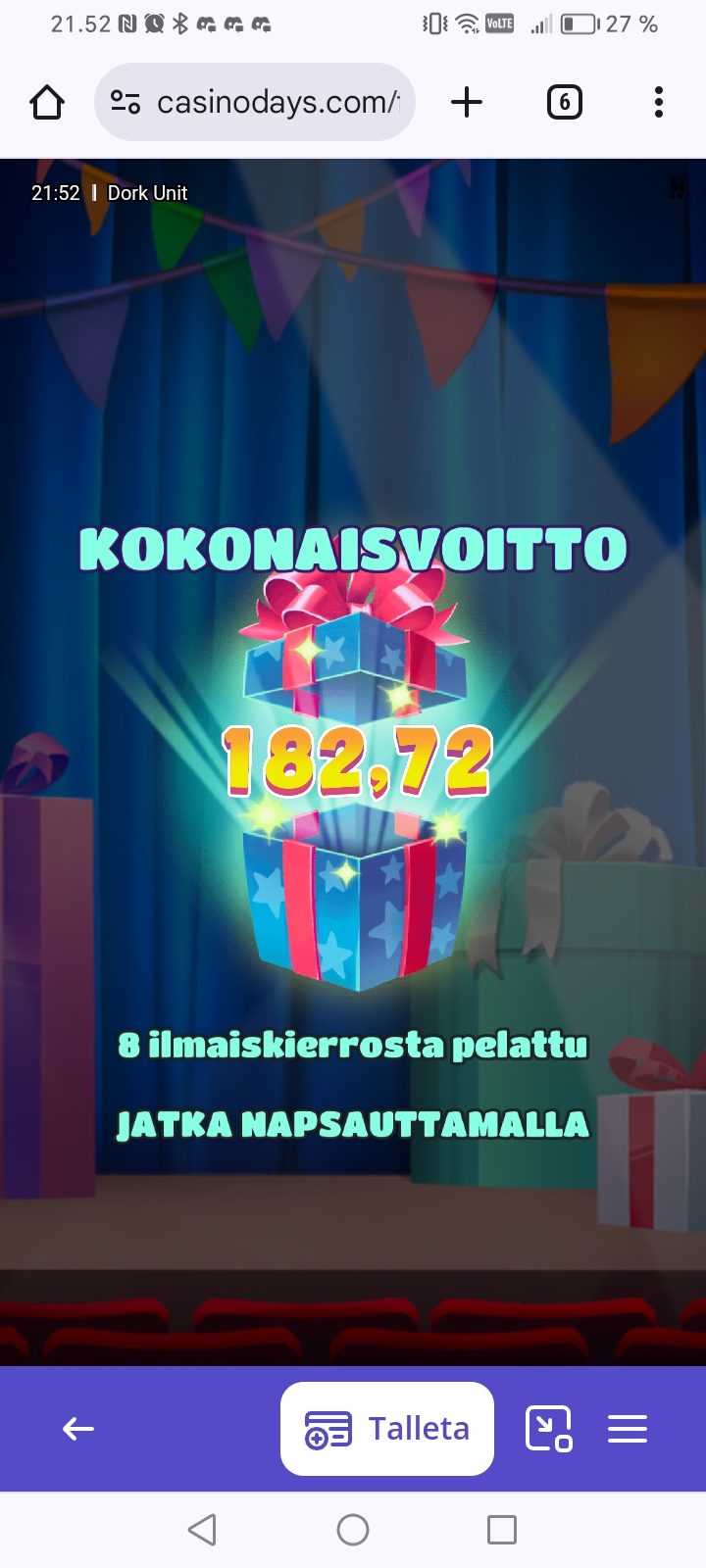 Dork Unit – CasinoDays (draft) (182.72 eur / 0.40 bet) | Nimismies.