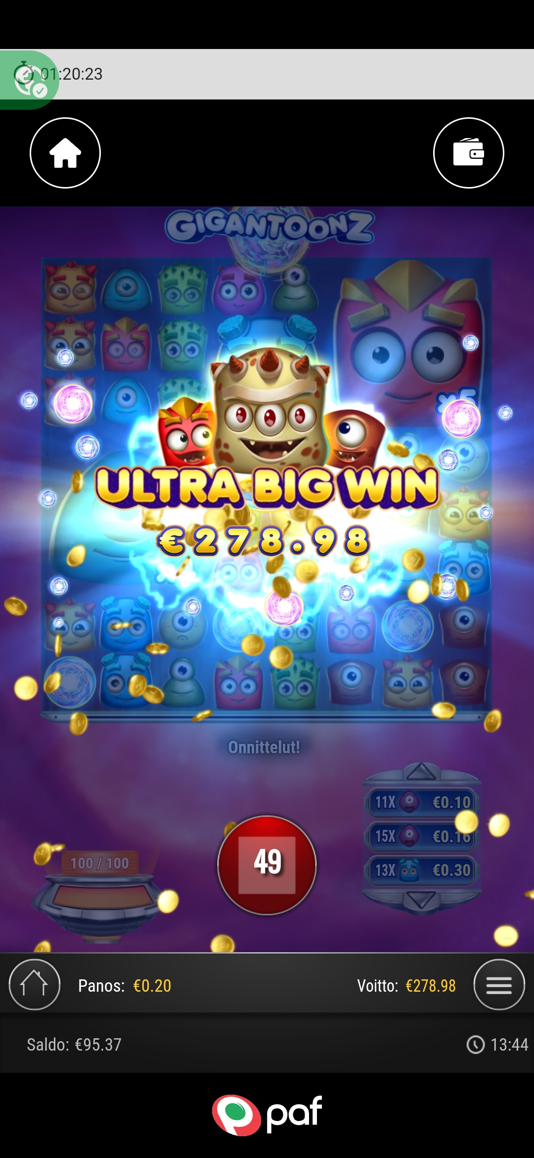Gigantoonz – Pelikaani (278.98 eur / 0.2 bet) | ess0tus