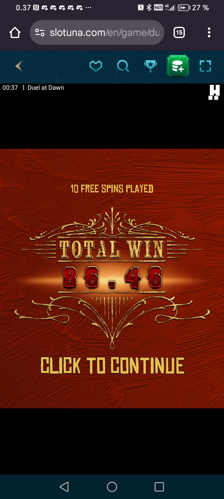 Duel at dawn – Slotuna (86.46 eur / 0.20 bet) | Nimismies.