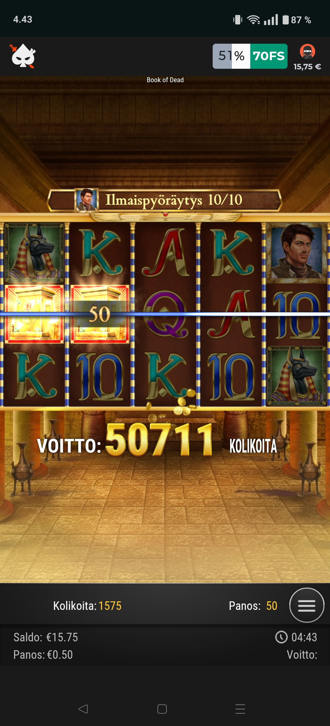 Book of Dead – Ninja Casino (507 eur / 0.50 bet) | Hanics