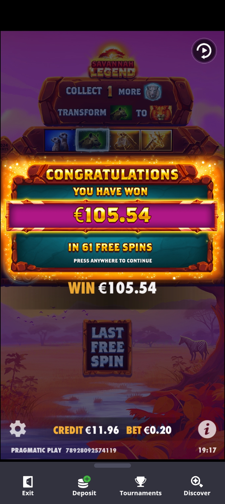 savannah legends – Betsson (105.54 eur / 0.20 bet) | Wunder90