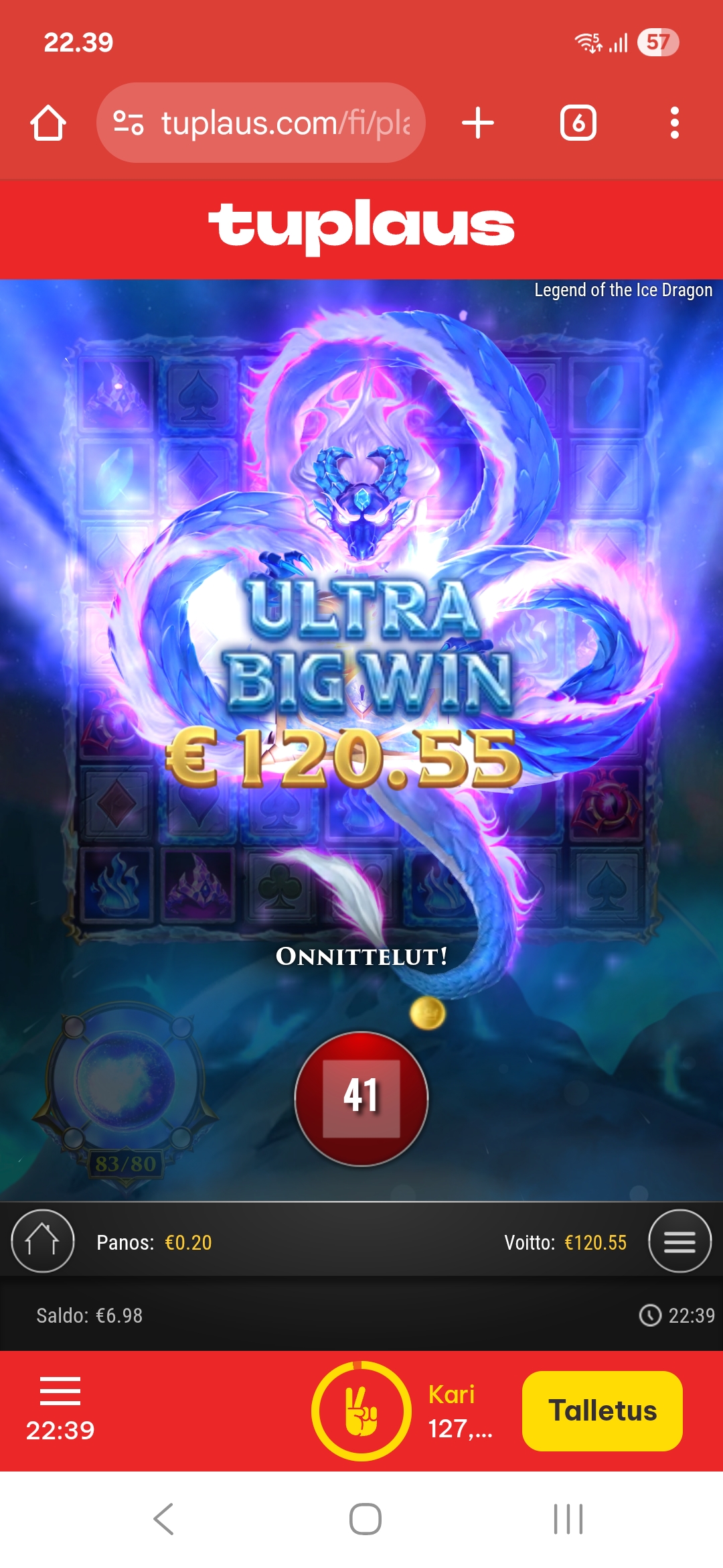 Legend of the ice dragon – Tuplaus (120.55 eur / 0.2 bet) | ess0tus