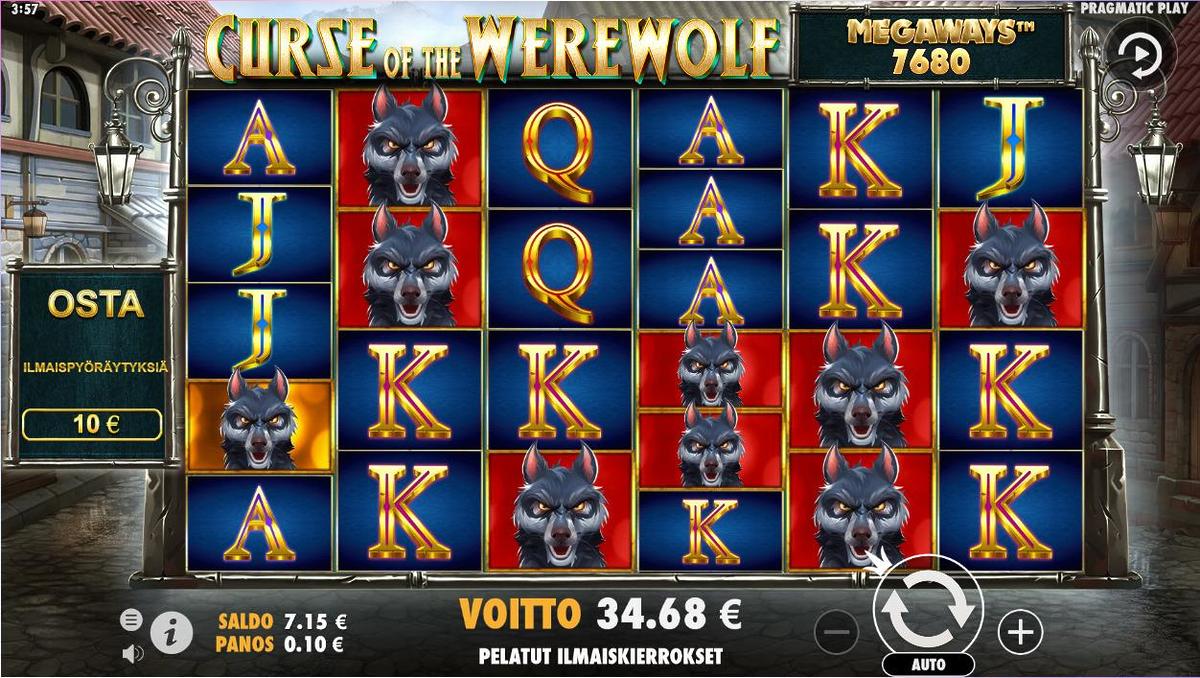 Curse Of The Werewolf Megaways slot machine online casino gambling big win