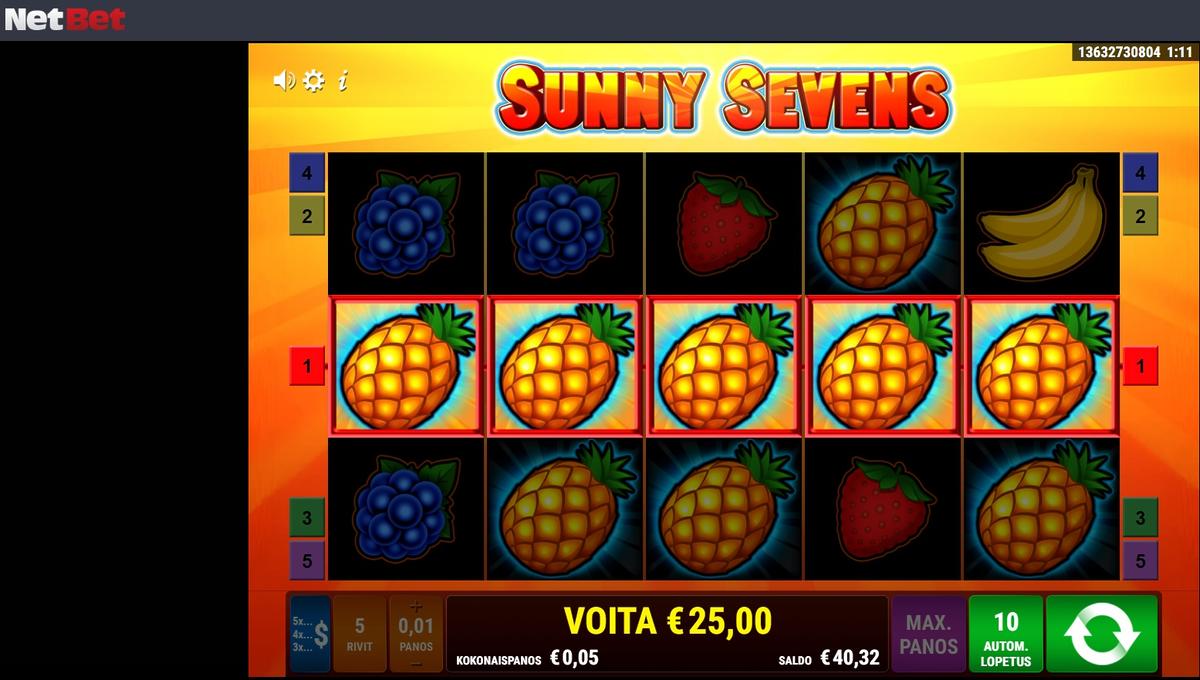 Sunny Sevens slot machine online casino gambling big win