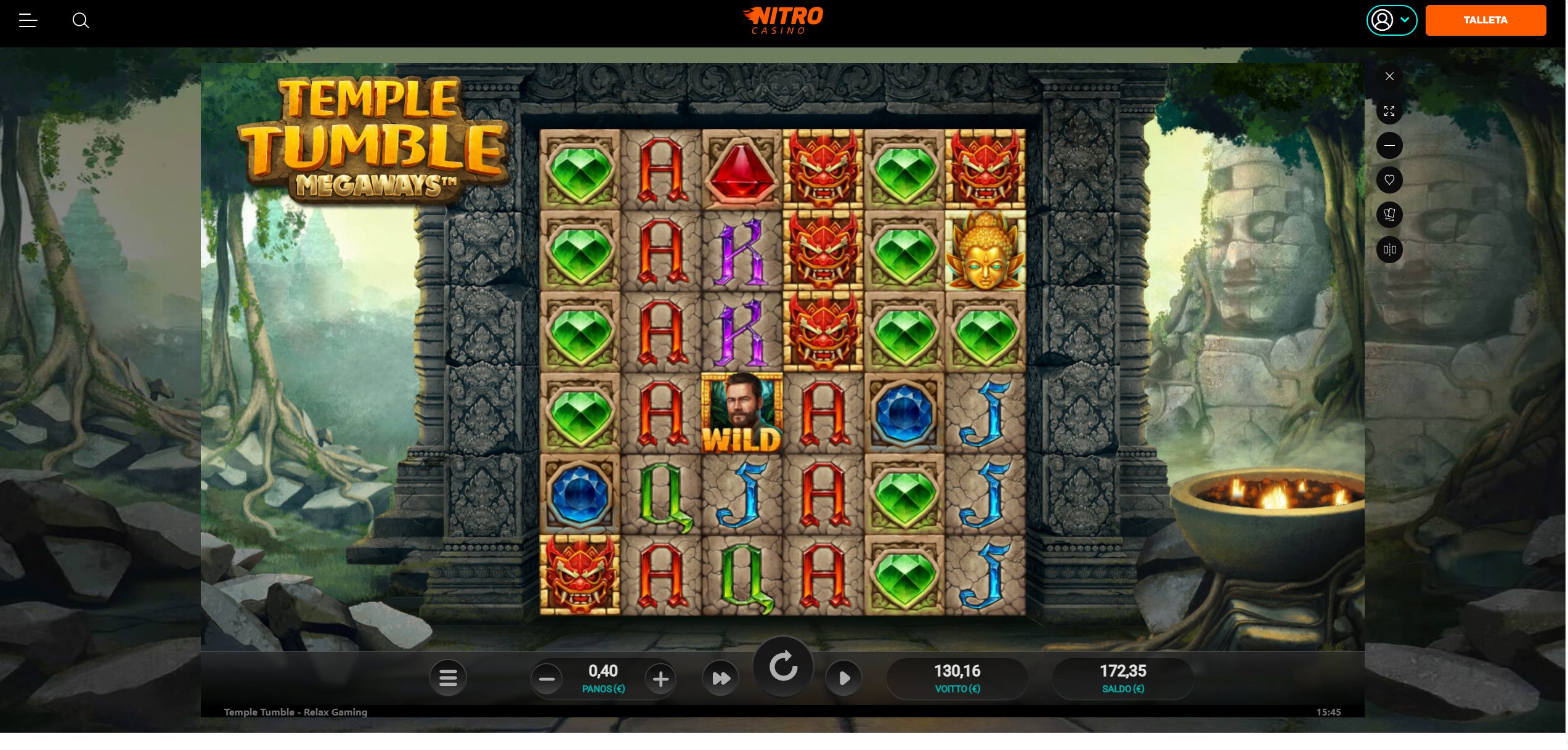 Temple tumble – NitroCasino (130.16 eur / 0.40 bet) | Ihalaiska