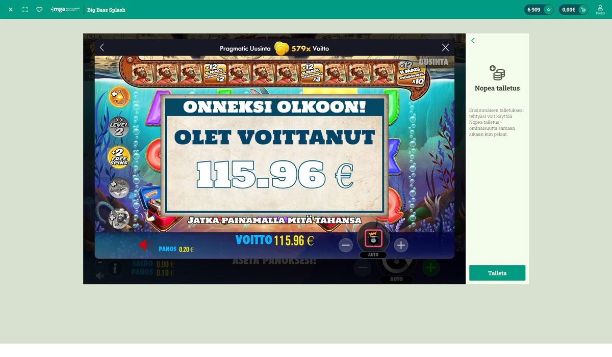 Big Bass Splash slot machine online casino gambling big win
