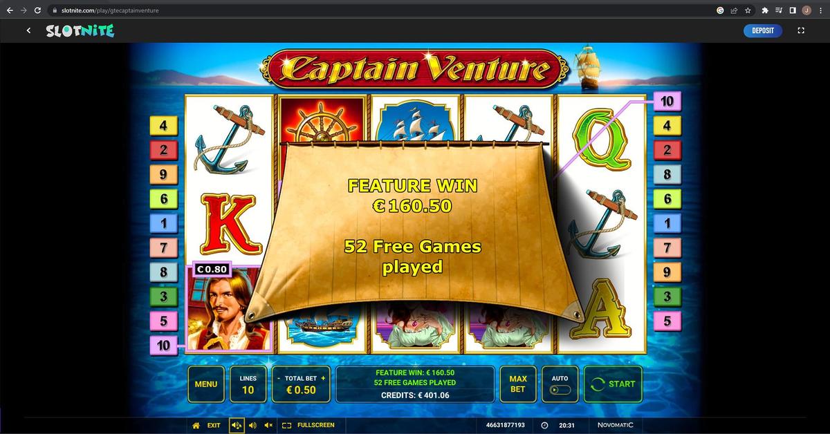 Captain Venture slot machine online casino gambling big win