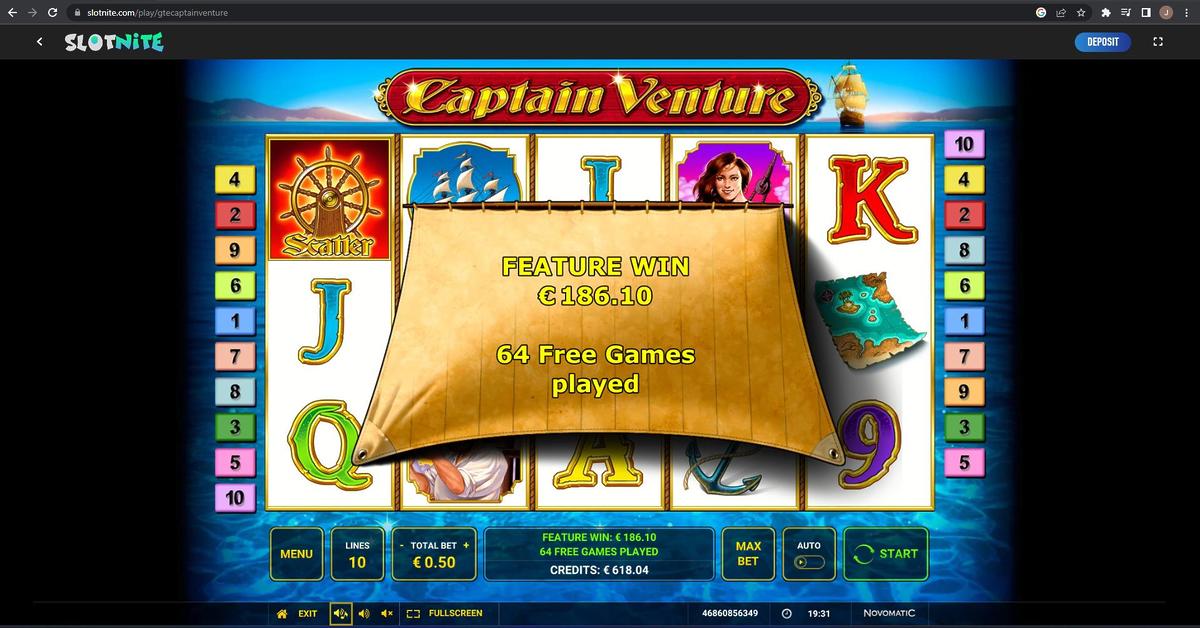 Captain Venture slot machine online casino gambling big win