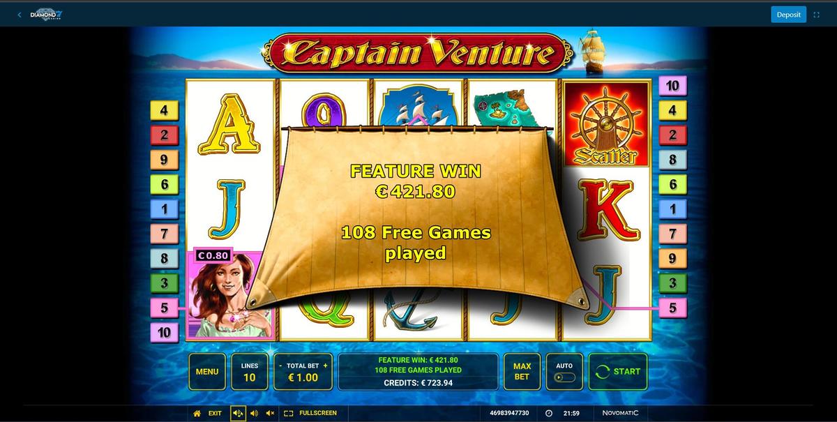 Captain Venture slot machine online casino gambling big win