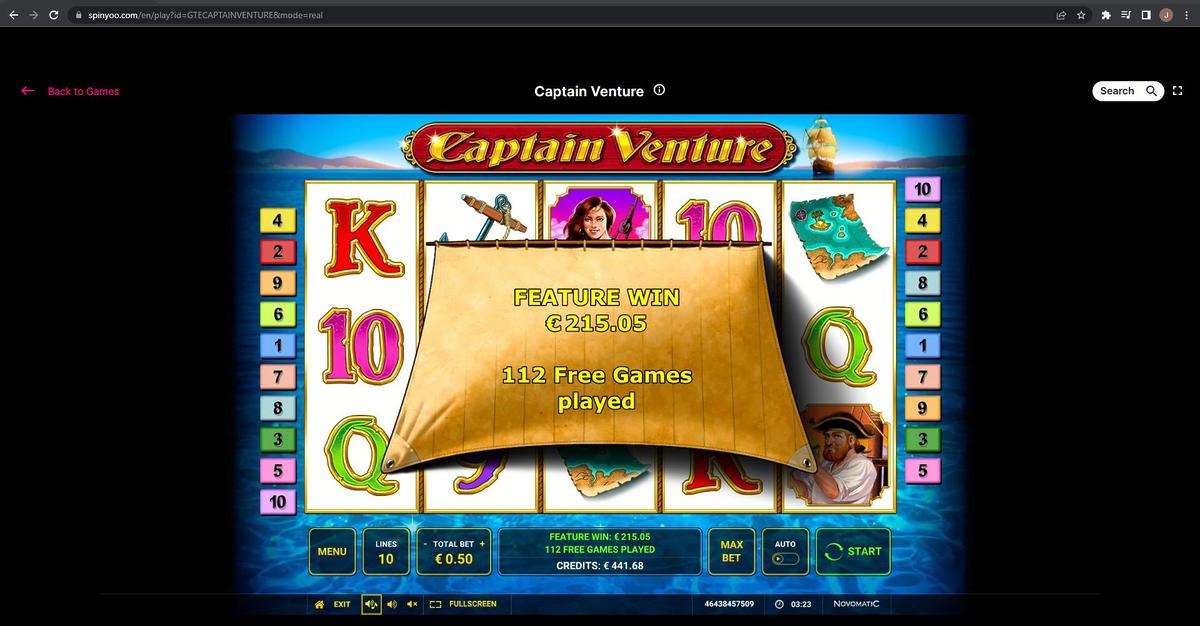 Captain Venture slot machine online casino gambling big win