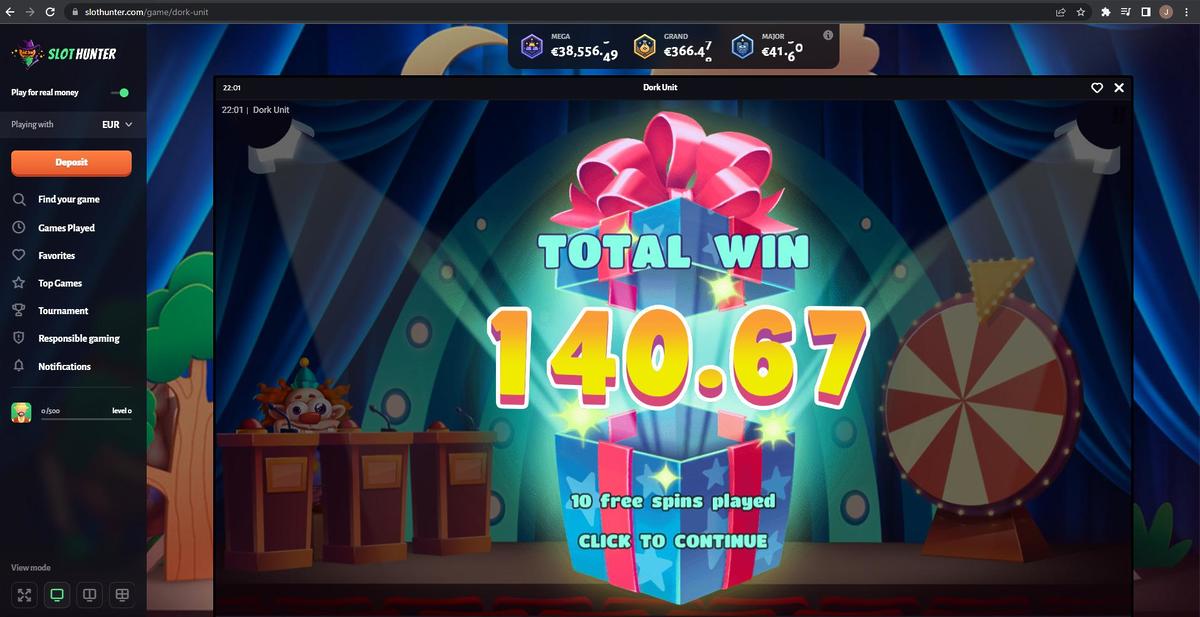 Dork Unit slot machine online casino gambling big win