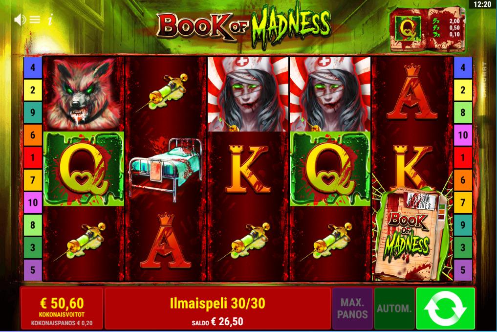 Book Of Madness slot machine online casino gambling big win
