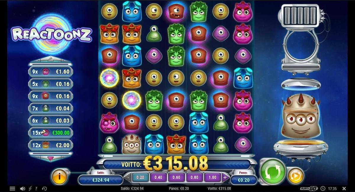 Reactoonz slot machine online casino gambling big win
