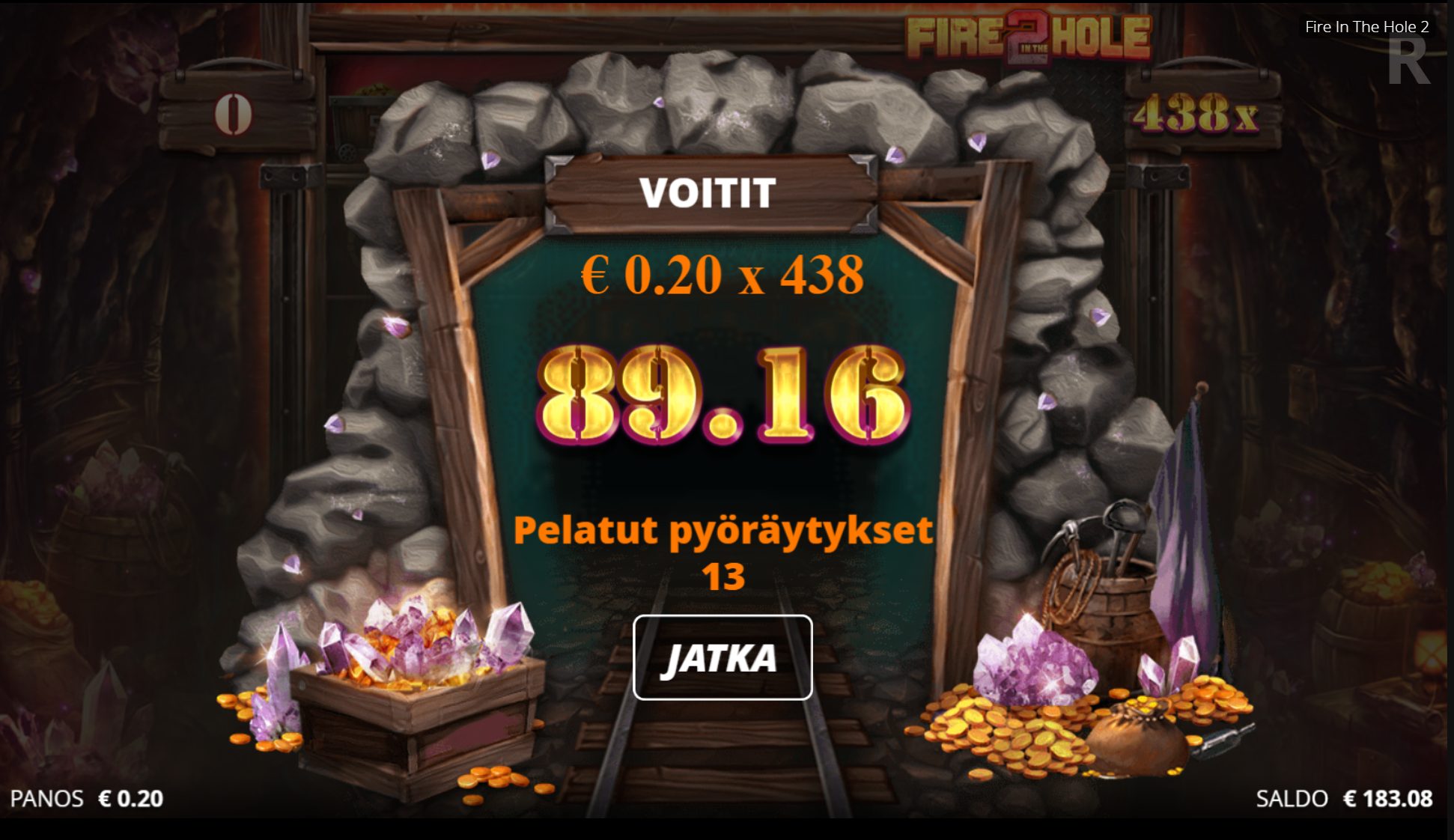 Fire in the hole 2 – Huikee (89.16 eur / 0.20 bet) | Ihalaiska