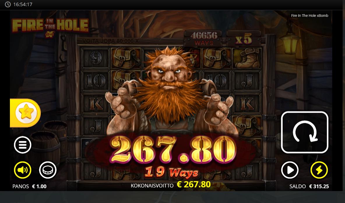 Fire in the hole – Unibet (267.8 eur / 1 bet) | Kapteni85